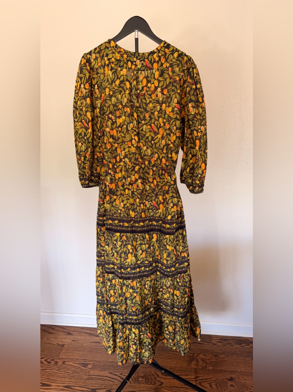FARM Rio Yellow Printed Tiered Maxi Dress with Drawstring Waist - Picture 3 of 4
